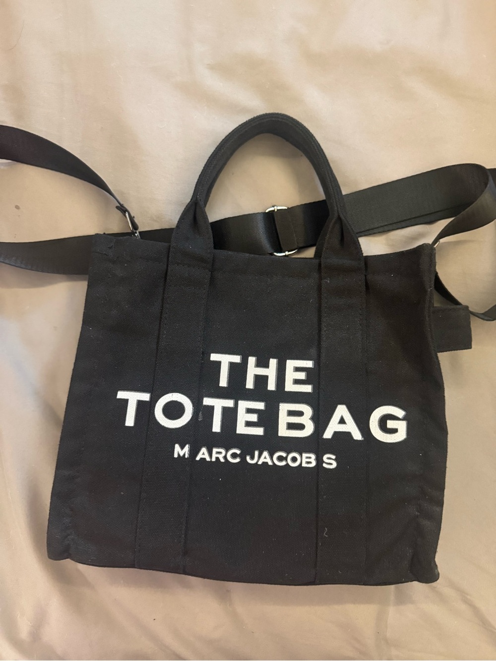 Marc Jacobs Black Canvas Mini Tote with White Logo